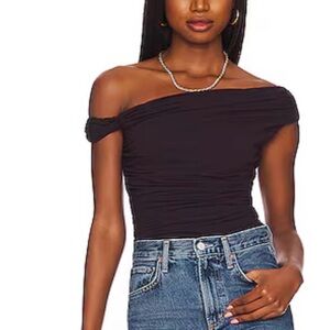 Agolde Brown Hilma Twist Sleeve Bodysuit sz small